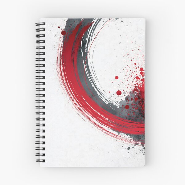 Item preview, Dynamic Red Gray Enso Circle Abstract Brushstroke - Textured Red Palette No.30 designed and sold by SlowRegardArt.