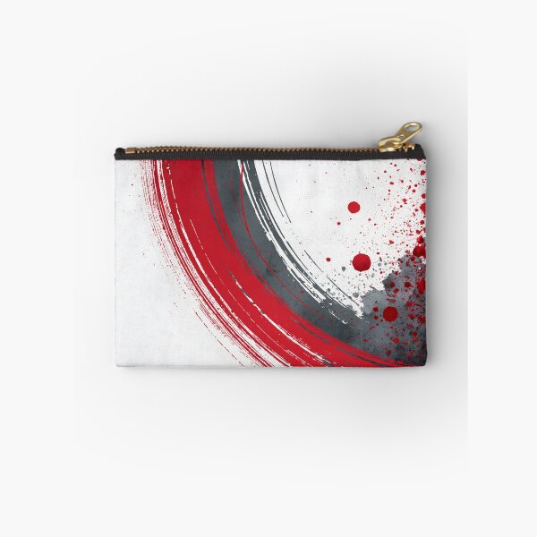 Item preview, Dynamic Red Gray Enso Circle Abstract Brushstroke - Textured Red Palette No.30 designed and sold by SlowRegardArt.