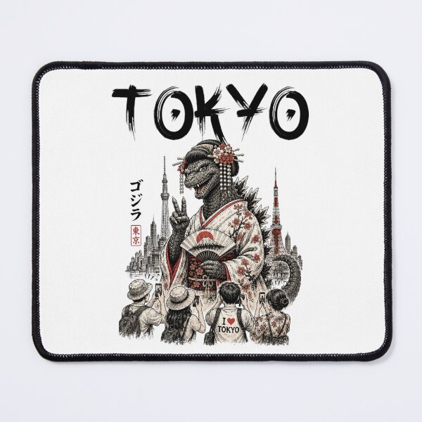 Item preview, Geisha Godzilla in Tokyo | Funny Japanese Kaiju Tourist Ink Art T-Shirt designed and sold by Thehatinthecat.