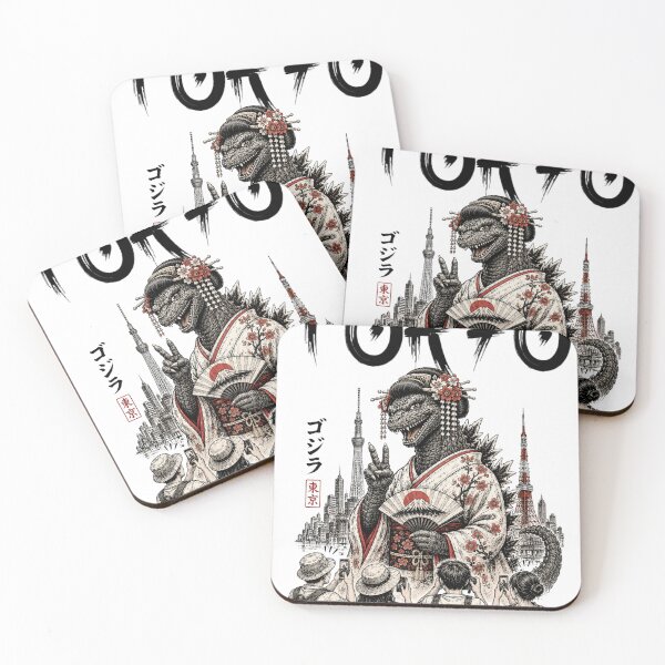 Item preview, Geisha Godzilla in Tokyo | Funny Japanese Kaiju Tourist Ink Art T-Shirt designed and sold by Thehatinthecat.