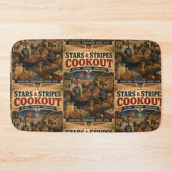 Item preview, Patriotic BBQ Cookout Retro Americana Summer Party Design designed and sold by TheTrendsDesk.