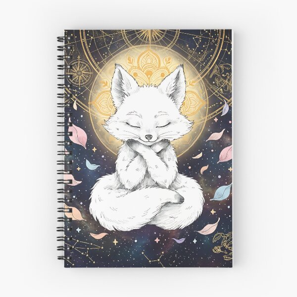 Item preview, Cute Zen White Fox Meditating under Full Moon designed and sold by KooksStudio.