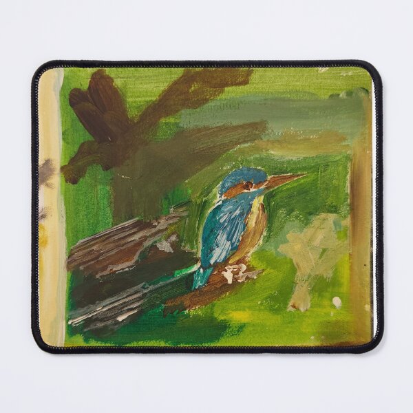 Item preview, “Blue Bird in Forest – Expressive Nature Painting” designed and sold by RemshaMRemla_Paint My Vision.