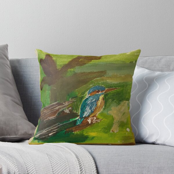 Item preview, “Blue Bird in Forest – Expressive Nature Painting” designed and sold by RemshaMRemla_Paint My Vision.