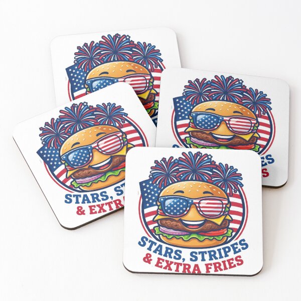 Item preview, Stars, Stripes & Extra Fries Funny Patriotic Burger Shirt | 4th of July BBQ Design designed and sold by BlossomedGlow.