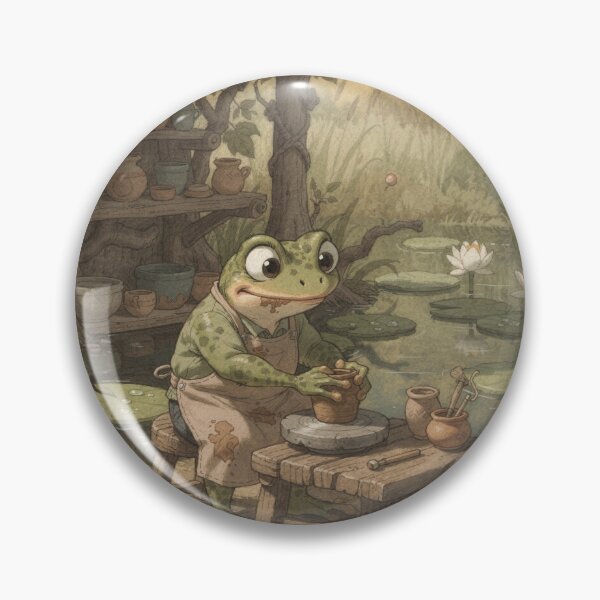 Item preview, Frog Potter at the Wheel designed and sold by PictorialWhimsy.