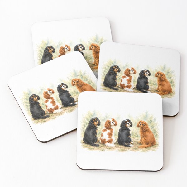 Item preview, Title Cavalier King Charles Spaniels Back View | Cute Watercolor Dog Art designed and sold by SakuraWaStyle.
