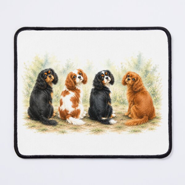 Item preview, Title Cavalier King Charles Spaniels Back View | Cute Watercolor Dog Art designed and sold by SakuraWaStyle.
