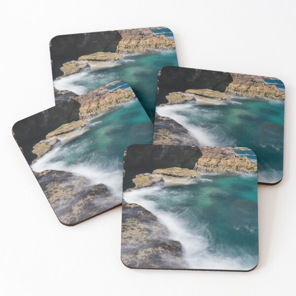 Item preview, Long Exposure Waves Crashing Against Rocky Coastline With Turquoise Sea And Coastal Cliffs designed and sold by Nmallia.