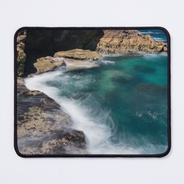 Item preview, Long Exposure Waves Crashing Against Rocky Coastline With Turquoise Sea And Coastal Cliffs designed and sold by Nmallia.