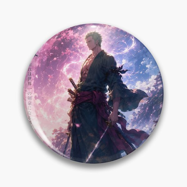 Item preview, Roronoa Zoro King of Hell – Legendary Swordsman Anime Cherry Blossom Art designed and sold by Dyan4.