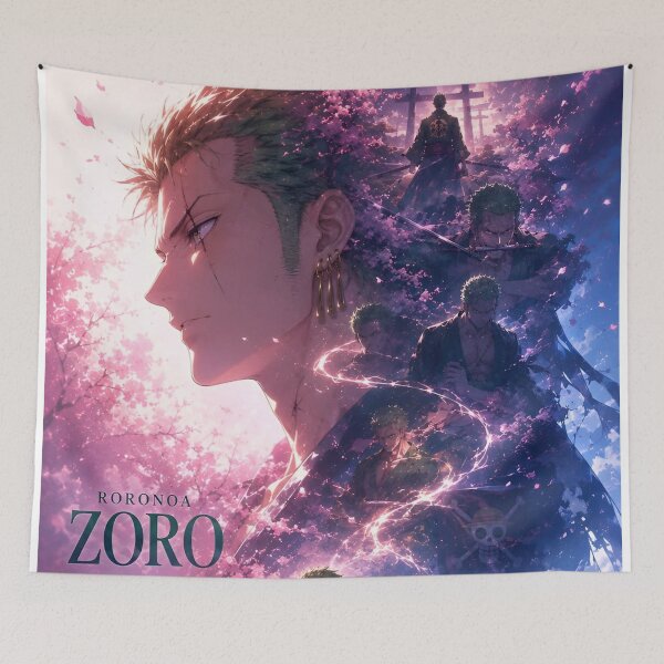 Item preview, Roronoa Zoro King of Hell – Legendary Swordsman Anime Cherry Blossom Art designed and sold by Dyan4.