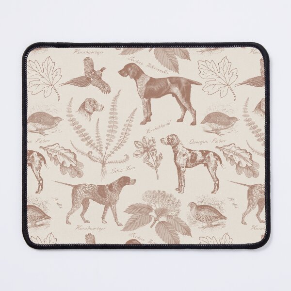 Item preview, German Pointer with Birds and Forest Plants Cottagecore Toile Pattern - Beige designed and sold by CanisArt.