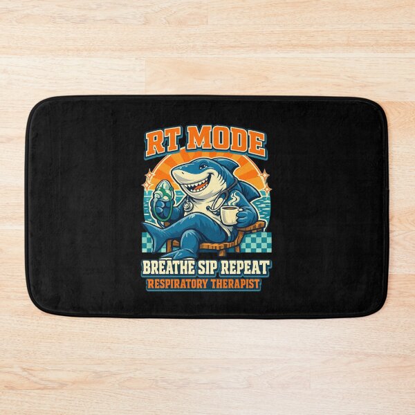 Item preview, Funny Shark Respiratory Therapist RT Mode Breathe Sip Repeat Retro Ocean Mascot T-Shirt designed and sold by ClinicalHubs.