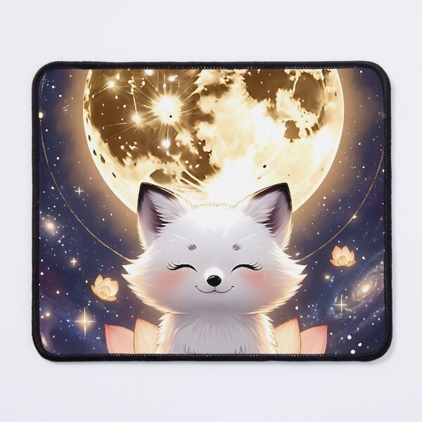 Item preview, Fox Meditating under Full Moon - Lotus Yoga Art designed and sold by KooksStudio.