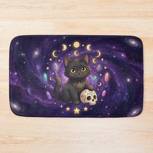 Item preview, Cosmic Witchy Black Cat with Skull designed and sold by KooksStudio.