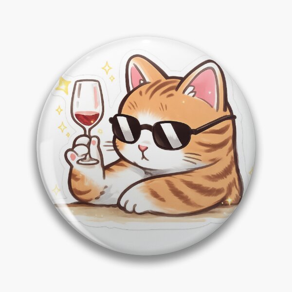 Item preview, Cool Cat Wine Lover Sticker designed and sold by MoodPopz Studio.