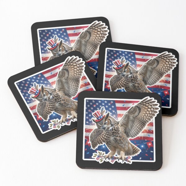 Item preview, Patriotic Owl Wearing USA Top Hat designed and sold by DailySparks.