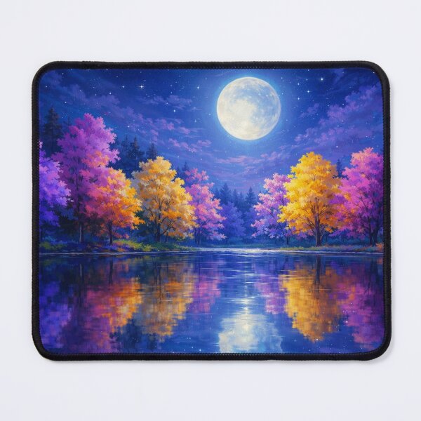Item preview, Luminous Moonlit Forest Reflection Purple and Gold Landscape designed and sold by Joey Santiago.