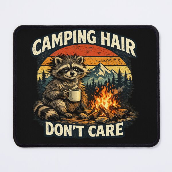 Item preview, Camping Hair Don't Care Funny Raccoon Campfire designed and sold by RawEdgeStudios.