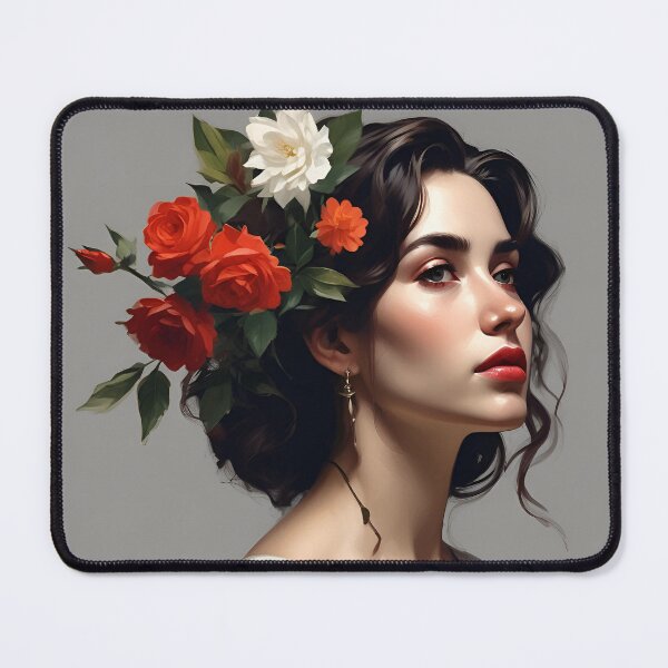 Item preview, Woman with flowers wall art print designed and sold by MK26Designs.