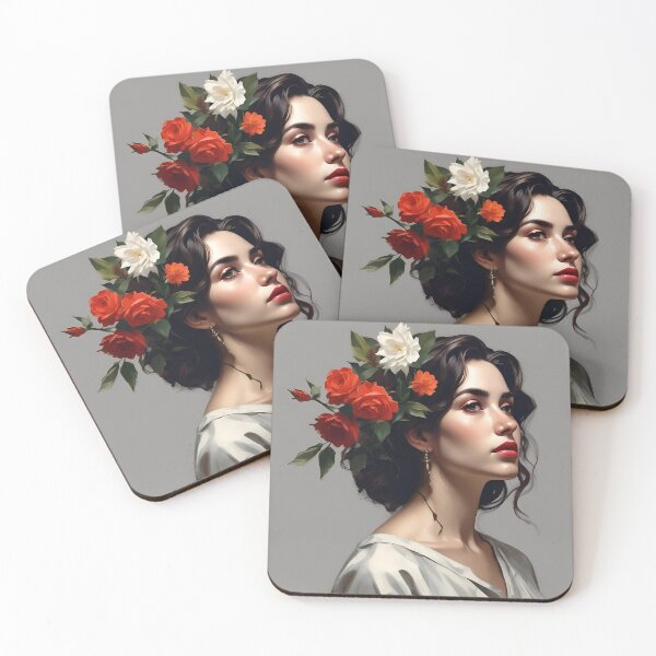 Item preview, Woman with flowers wall art print designed and sold by MK26Designs.