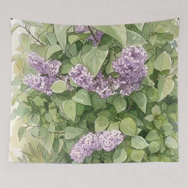 Item preview, Spring Lilacs in Bloom | Pen and Watercolor Botanical Art designed and sold by Debbie Schulte.