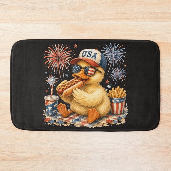 Item preview, Patriotic Duck Eating Hotdog | Funny 4th of July Watercolor Duck Design designed and sold by Brainy Bites19.