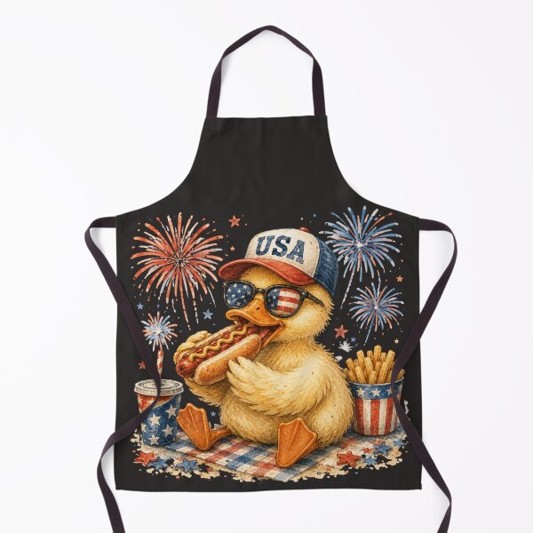 Item preview, Patriotic Duck Eating Hotdog | Funny 4th of July Watercolor Duck Design designed and sold by Brainy Bites19.
