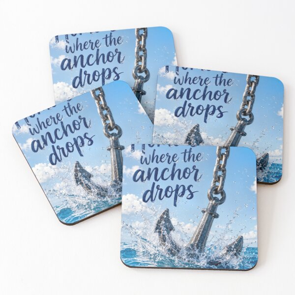 Item preview, Anchor Splashing In Blue Water with Quote designed and sold by Maria Dryfhout.
