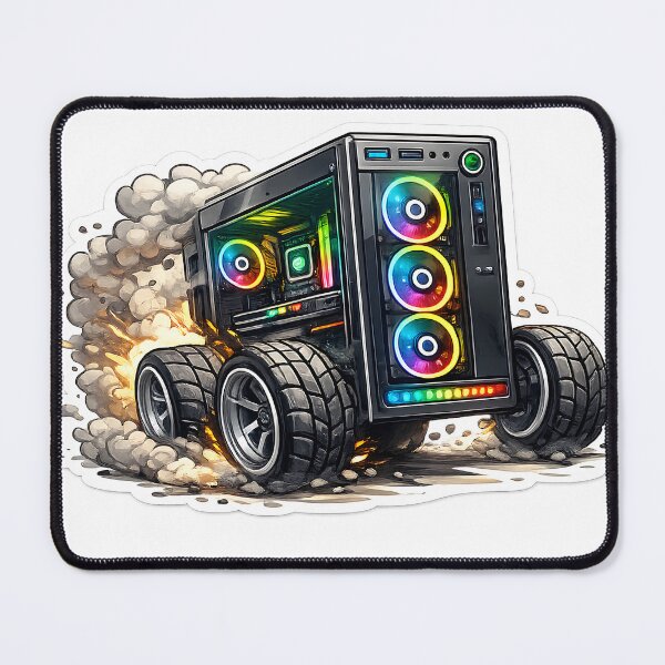 Item preview, Funny Computer on Wheels Sticker designed and sold by FabricaD.