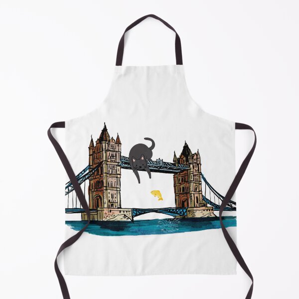Item preview, Cartoon Cat in London catching fish Tower Bridge designed and sold by foryourbestself.