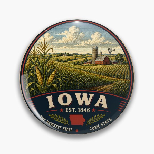 Item preview, Retro Iowa State Badge – Vintage Corn State Travel Design designed and sold by Mac Sketches.