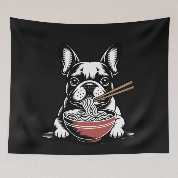 Item preview, Adorable Canine Slurping Ramen Bowl Art designed and sold by Tsugraf Designs.