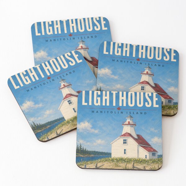 Item preview, Missassagi Straits Lighthouse Travel Poster designed and sold by greatlakesimage.