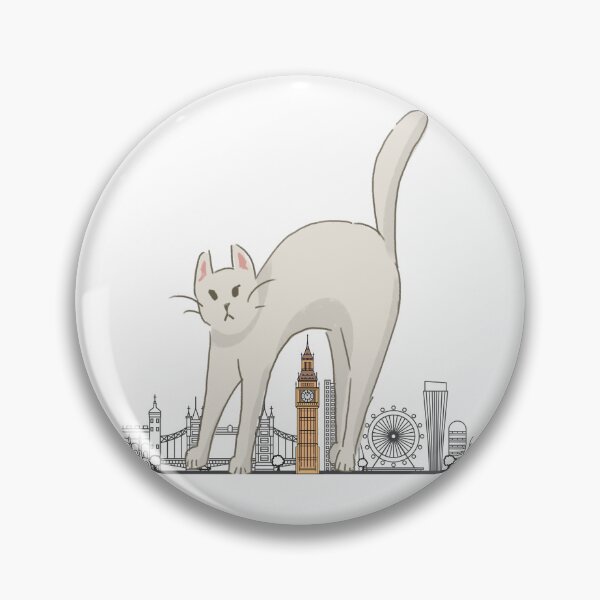 Item preview, Cartoon Cat in London White Cat and Big Ben Great Gift for Cat Lover designed and sold by foryourbestself.