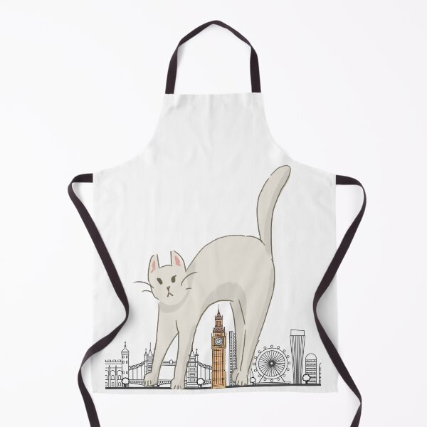 Item preview, Cartoon Cat in London White Cat and Big Ben Great Gift for Cat Lover designed and sold by foryourbestself.
