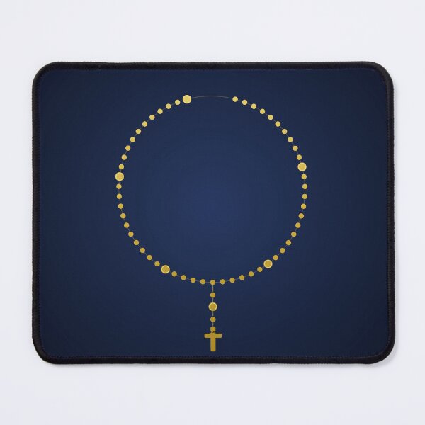 Item preview, Pray the Rosary - Catholic Rosary Art | Gold on Navy designed and sold by BenedictTArt.