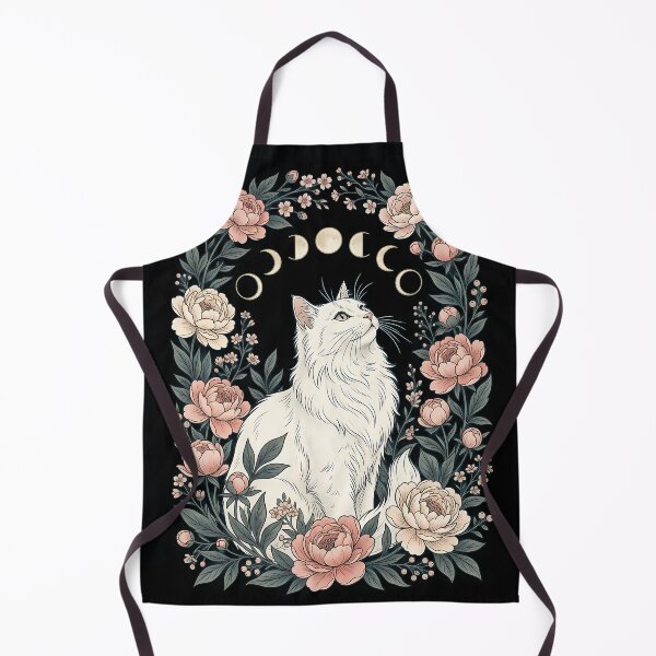 Item preview, Cat Moon Phases Floral Frame Cottagecore Art | Mystical Lunar Cat Illustration designed and sold by ZenAnimeWearz.