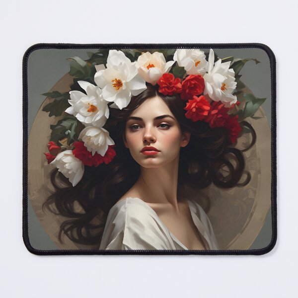 Item preview, Woman with flowers wall art print designed and sold by MK26Designs.