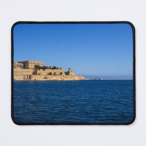 Item preview, Sunny Coastal City Harbor With Historic Fortifications Over Deep Blue Sea And Clear Sky designed and sold by Nmallia.