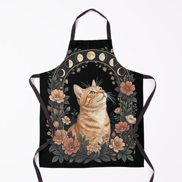 Item preview, Cat Moon Phases Floral Frame Cottagecore Art | Mystical Lunar Cat Illustration designed and sold by ZenAnimeWearz.