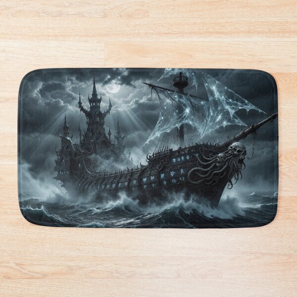 Item preview, Gothic Ghost Ship in Stormy Seas - Dark Fantasy Haunted Pirate Vessel designed and sold by Pioneer Spirit Market.