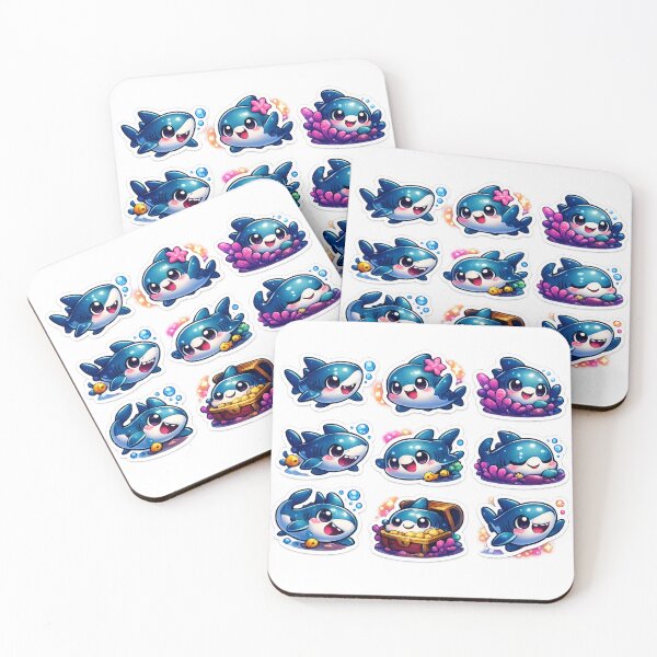Item preview, Premium Kawaii Shark Sticker Sheet designed and sold by KrishAuraa.