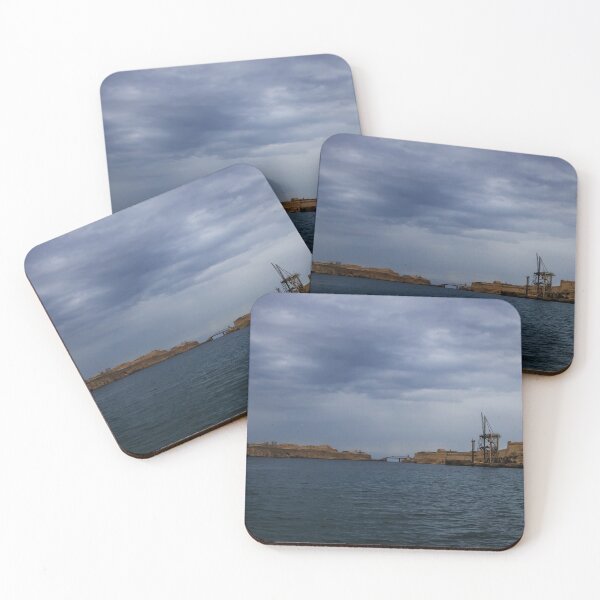 Item preview, Sunny Coastal City Harbor With Historic Fortifications Over Deep Blue Sea And Clear Sky designed and sold by Nmallia.
