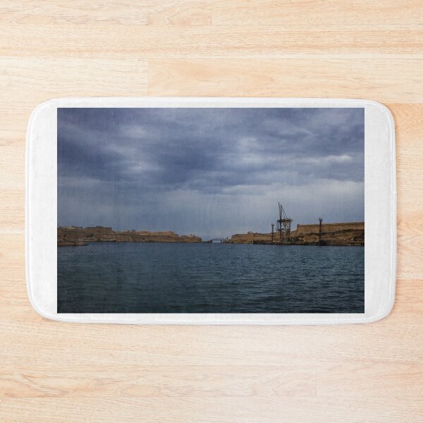 Item preview, Sunny Coastal City Harbor With Historic Fortifications Over Deep Blue Sea And Clear Sky designed and sold by Nmallia.