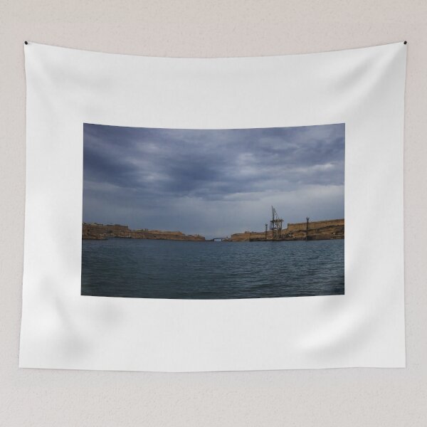 Item preview, Sunny Coastal City Harbor With Historic Fortifications Over Deep Blue Sea And Clear Sky designed and sold by Nmallia.