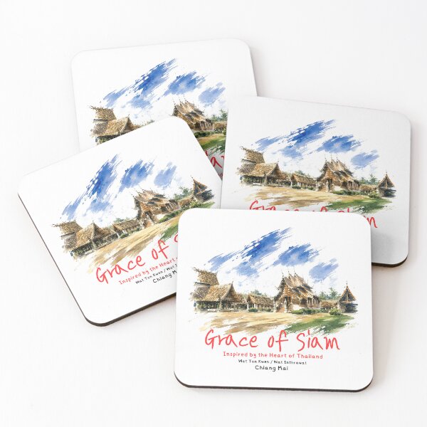 Item preview, Wat Ton Kwen Chiang Mai Lanna Temple Watercolor Art designed and sold by Beeform.