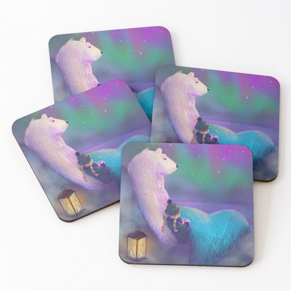 Item preview, White Bear and Little Girl Northern Lights Art designed and sold by ArtbyLanaN.