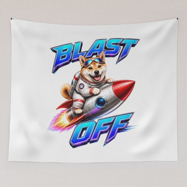Item preview, Blast Off Shiba Inu Space Dog Sticker designed and sold by PawFusionArt.